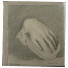 Charming signed 1832 pencil drawing study of a human hand