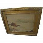 CARL R. WALLINE (1884-1976) California plein air art 1940's watercolor coastal seascape nicely framed