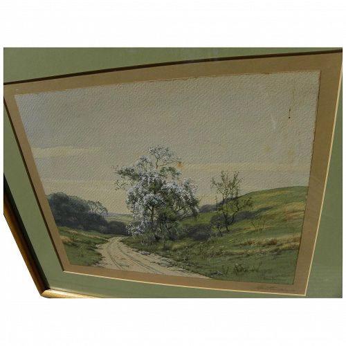 CHARLES GRANT DAVIDSON (1865-1945) vintage American art watercolor landscape painting