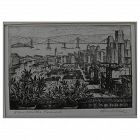 HARRIET GENE ROUDEBUSH (1908-1998) pencil signed etching "View from the Fairmount" by listed San Francisco artist