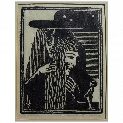 IGNATZ SAHULA-DYCKE (1900-1982) woodblock signed 1931 print by Czech-born artist and illustrator
