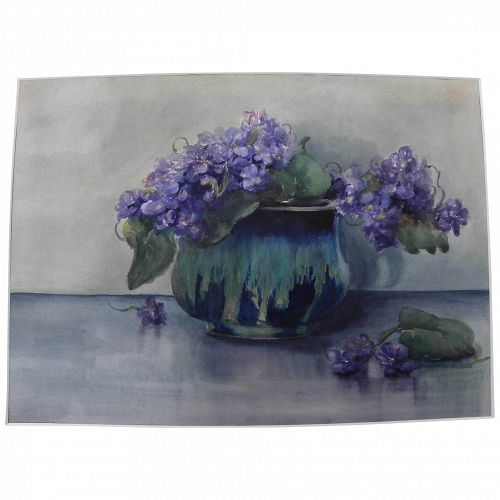 Vintage watercolor still life painting