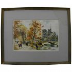 CHARLES BLONDIN (1913-1991) pencil signed limited edition Paris print of scene along the Seine River including Notre Dame
