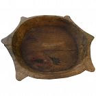 Old wooden carved chapati bowl from India used to make flatbreads
