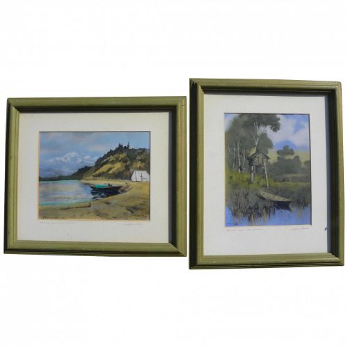 Alaskana two Sydney Laurence (1865-1940) signed colored Alaska scene prints by Griffin's