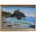 Large contemporary oil painting of Northern California coastal landscape signed Brian Babinski