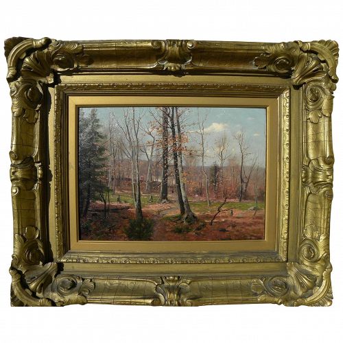 DUBOIS FENELON HASBROUCK (1860-1934) Impressionist November landscape painting well known American artist