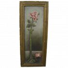 Antique skinny narrow rose painting perfect for small wall