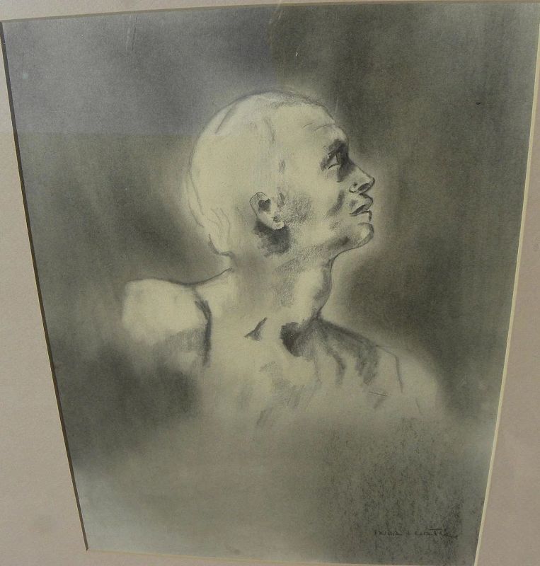 Signed contemporary pencil drawing of a man