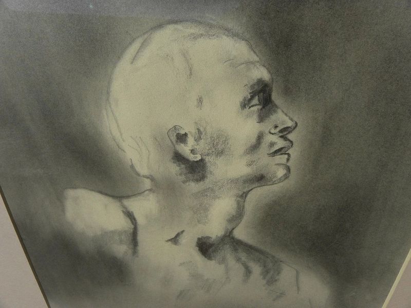 Signed contemporary pencil drawing of a man