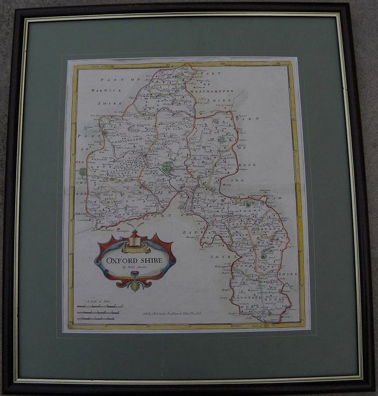 Antique map of Oxfordshire England by Robert Morden 1695