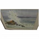 Chinese contemporary watercolor seascape painting signed WANG ZHI BIN dated 1991