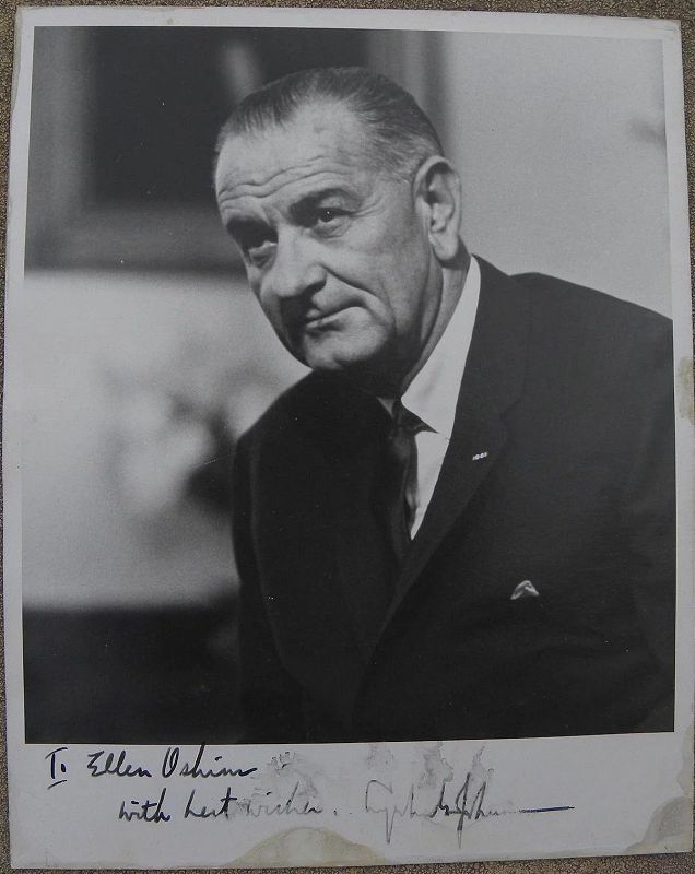 LBJ Lyndon Baines Johnson inscribed signed 1965 bw photo president 36