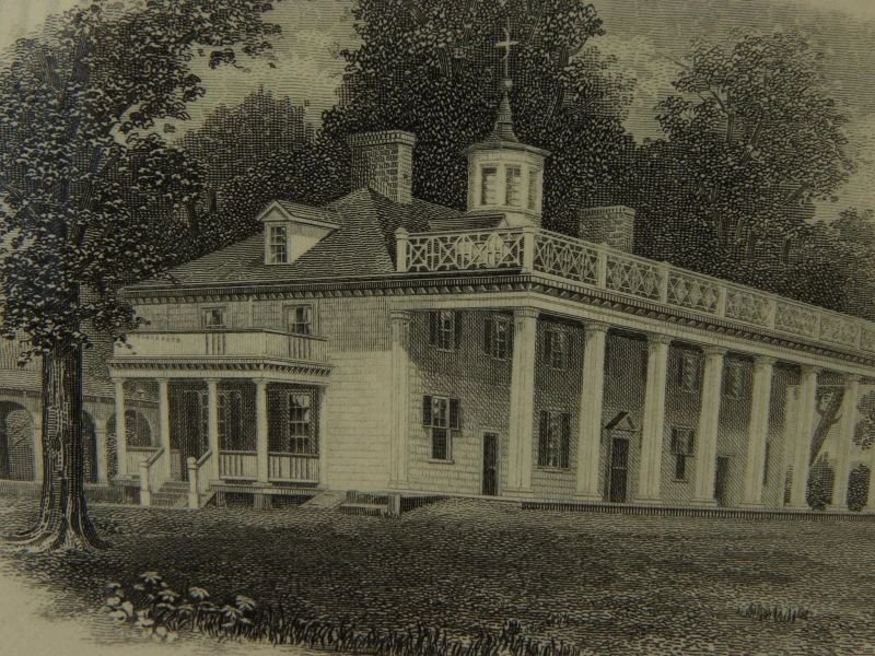 Two fine engravings of Mount Vernon and White House by Bureau of Engraving and Printing