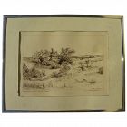 Coastal dunes drawing after William Merritt Chase signed Hugo Anderson 1980