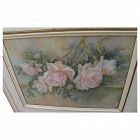 Impressionist pastel pink roses still life drawing dated 1939 signed Lora King Arnold