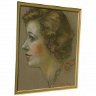 Fine vintage pastel portrait of a lady signed Carles