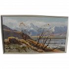 ASTON GREATHEAD (1921-2012) New Zealand art panoramic landscape painting of Mount Cook region