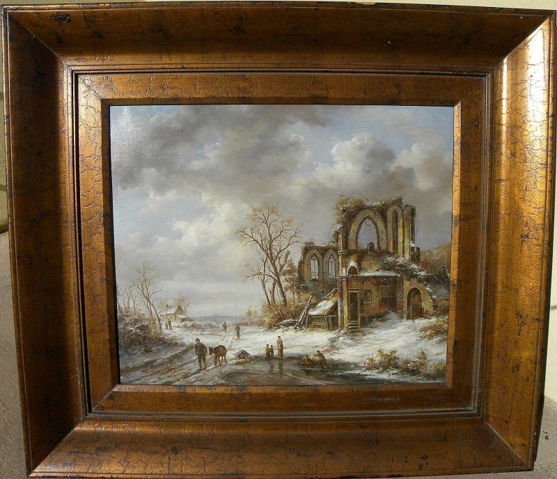 Highly decorative contemporary Dutch 19th century style landscape painting