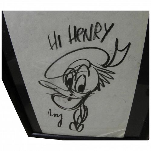 Disney art original Donald Duck drawing by animator storyboard artist ROY WILLIAMS (1907-1976)