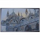 Signed watercolor painting of a church or cathedral possibly Venice or Mexico
