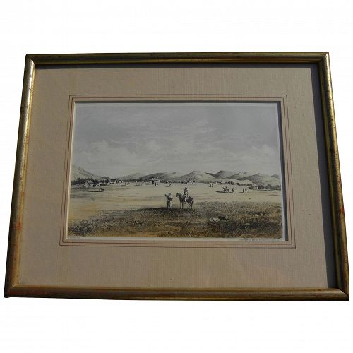 US Survey 19th century lithograph print of early western American scene