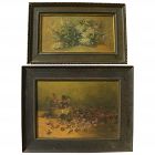 Circa 1900 PAIR American still life paintings signed L. F. Haftzger