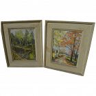American impressionist landscape paintings *PAIR* signed and dated 1954