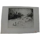 JOSEPH PENNELL (1860-1926) fine etching "New York, From the Williamsburg Bridge"