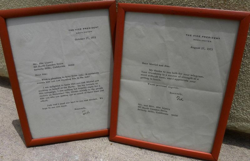 Vice President Spiro Agnew **PAIR** historical 1972/1973 hand signed typed letters