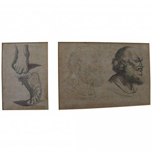 Pair Old Master engravings after Annibale Carracci (1560-1609) printed in Paris 1667
