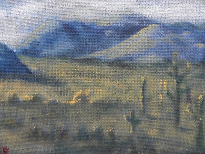 Decorative small painting of southwestern desert landscape