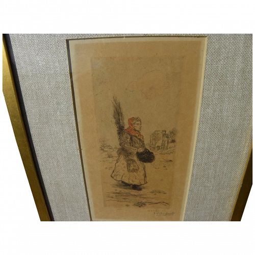 JEAN FRANCOIS RAFFAELLI (1850-1924) pencil signed color etching by important French realist painter