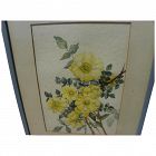 Watercolor still life painting of yellow roses