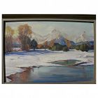 American impressionist painting early winter in western mountains