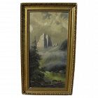 Old western mountain landscape painting