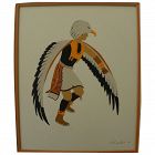 Southwest Native American Indian art original signed 1979 drawing of eagle dance