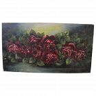 Vintage oil painting of roses by amateur artist