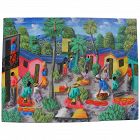 Haitian art colorful detailed contemporary naive style painting
