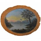 Southern American art painting of moss-laden tree by swamp or lake signed A. Donhauser