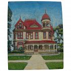 Small oil painting of gingerbread late Victorian house