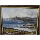 Impressionist coastal seascape painting likely British Isles signed Peg McCarty