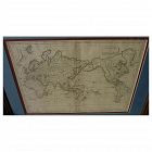 Antique Mercator projection world map circa early 19th century