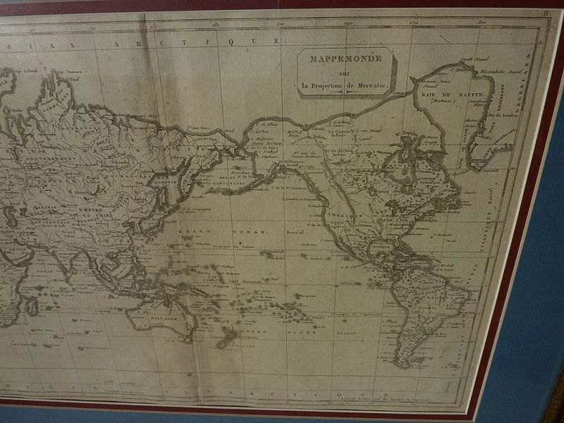 Antique Mercator projection world map circa early 19th century