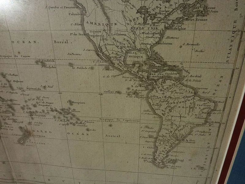 Antique Mercator projection world map circa early 19th century