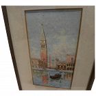 antique Venice watercolor painting signed