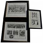 Three framed antique 17th century engravings by Italian artist PIETRO SANTI BARTOLI (1635-1700)