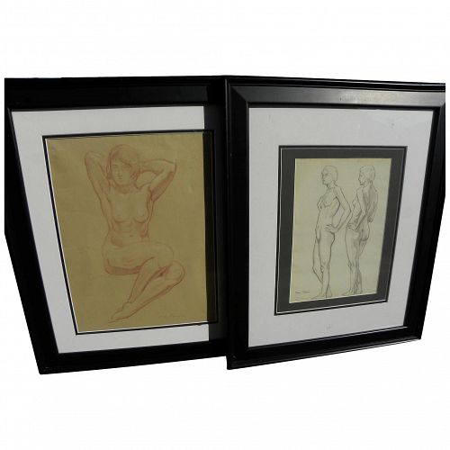 BEN CARRE (1883-1978) **pair** of drawings of nude women by noted stage set designer and Hollywood studio artist