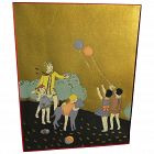 Vintage circa 1920's French pochoir print of children with balloons