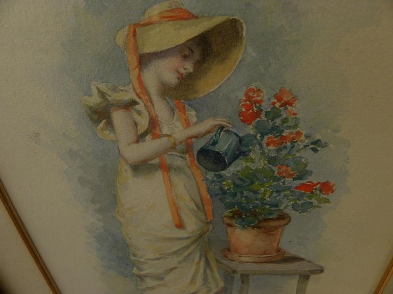 ALICE KERR-NELSON HIRSCHBERG (1856-1930) **pair** of watercolor paintings of young women by noted American artist